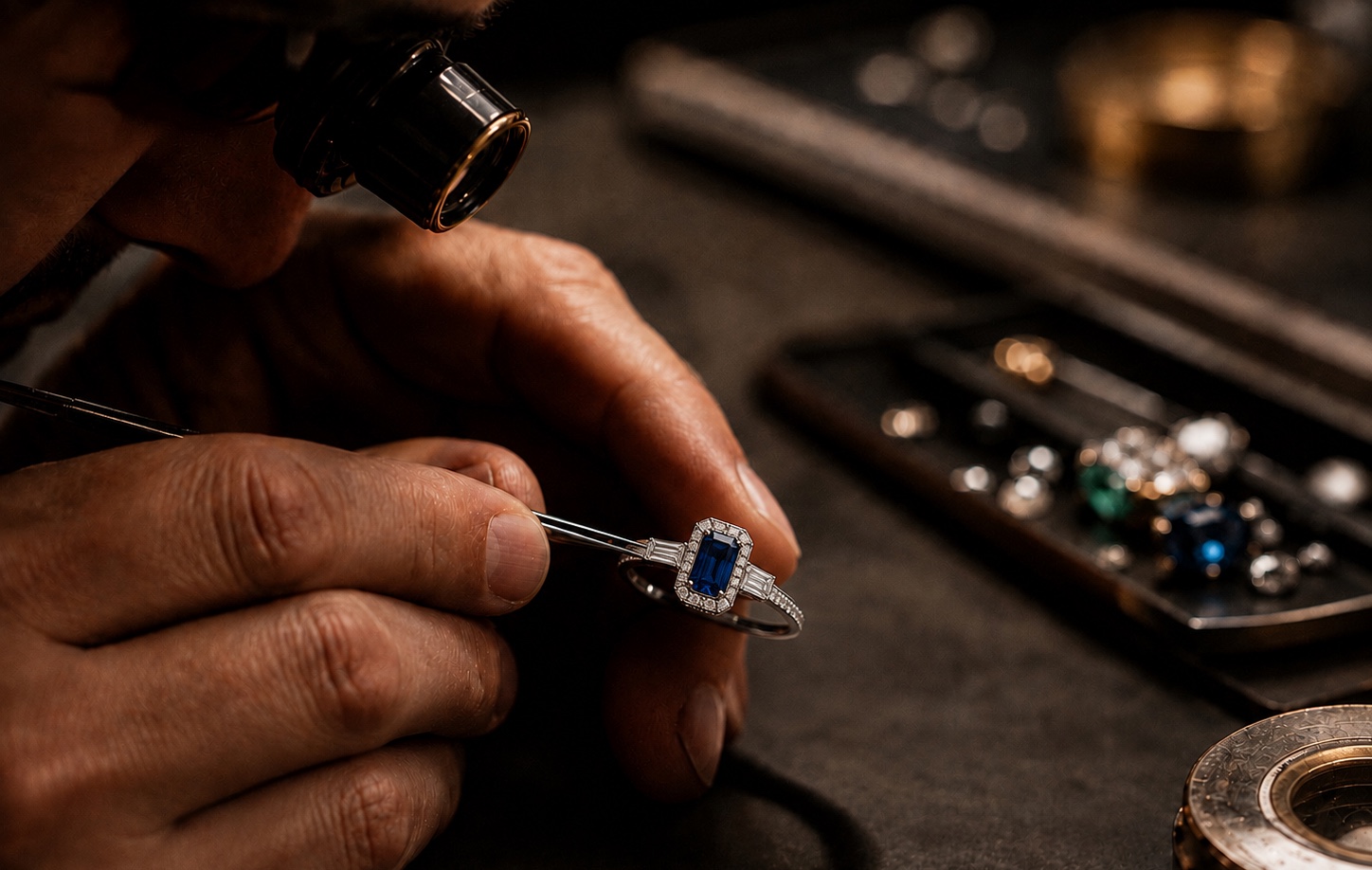 An ALARÉ jeweller setting a stone