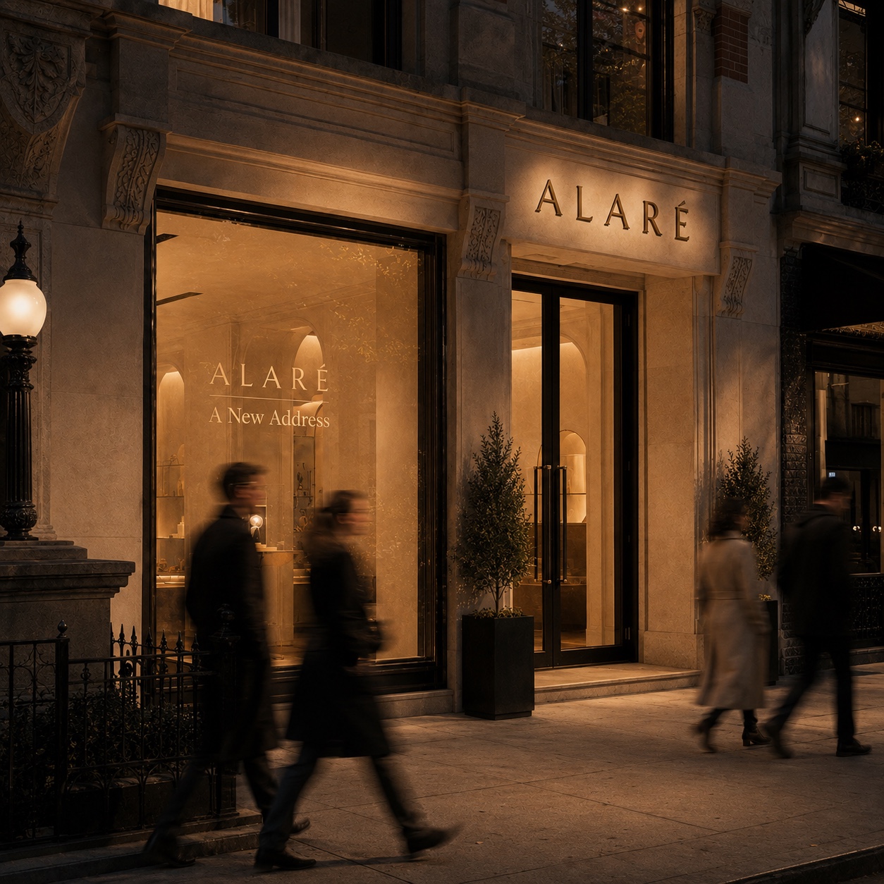 The first ALARÉ address, Upper West Side, New York, at night
